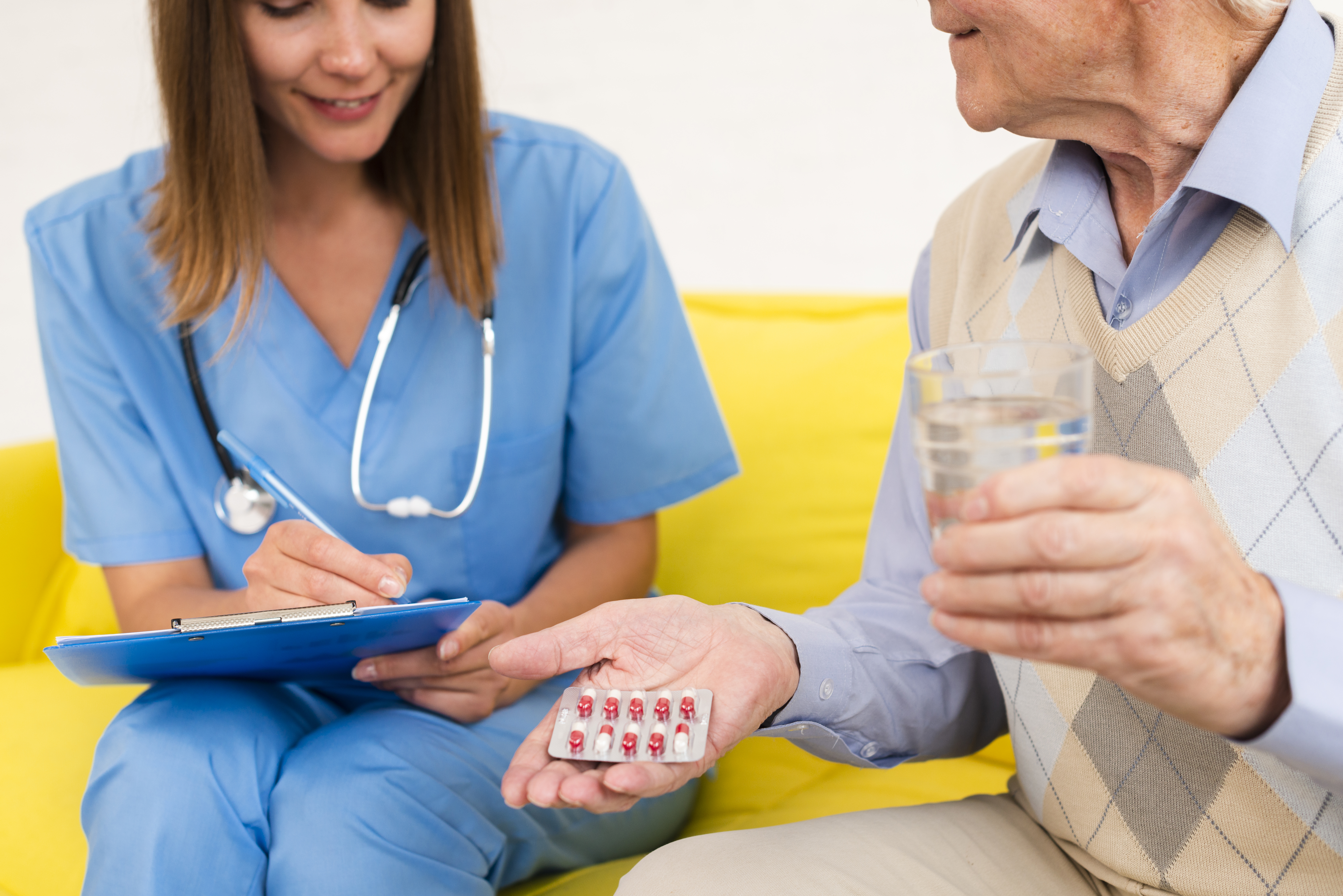 A long-term care patient receives his medication from a provider